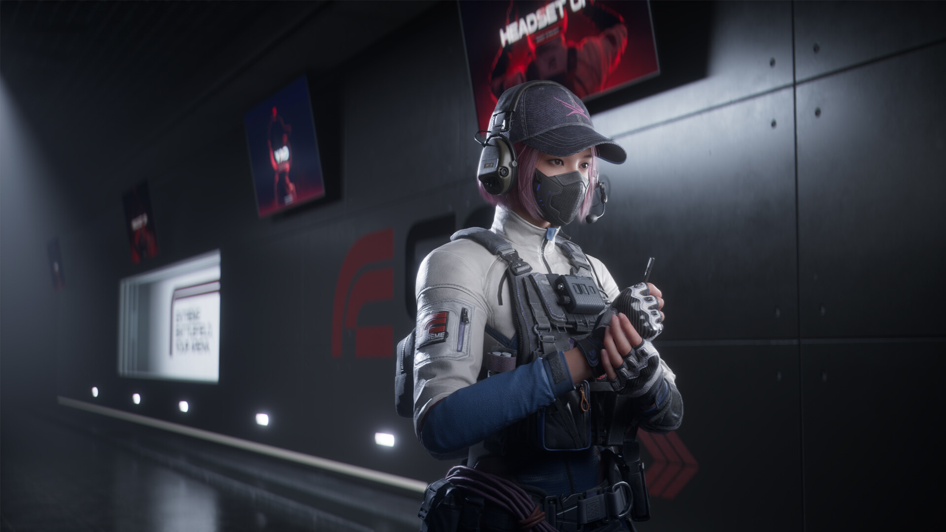 ECC: REDLINE athlete wearing tactical equipment in an industrial arena