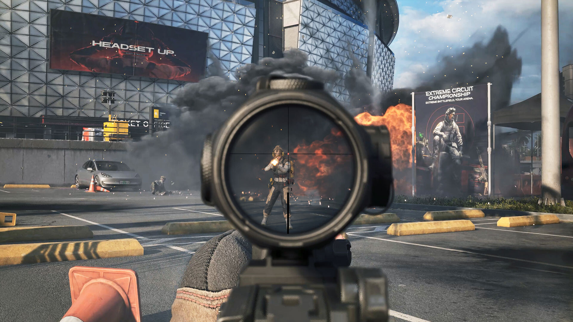 First-person aiming view in ECC: REDLINE